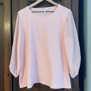 Elle Light Pink Blouse with Textured Sleeves